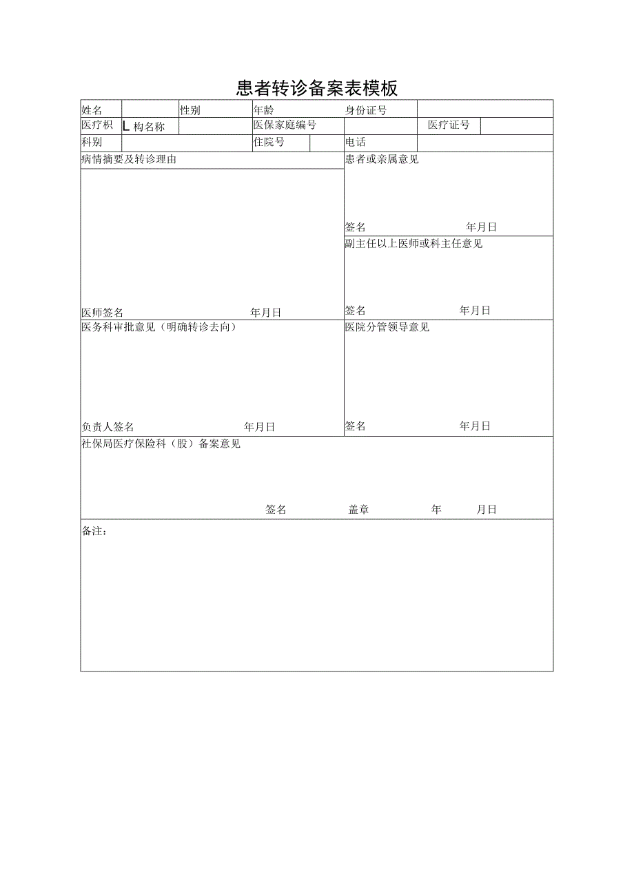 患者转诊备案表模板.docx_第1页