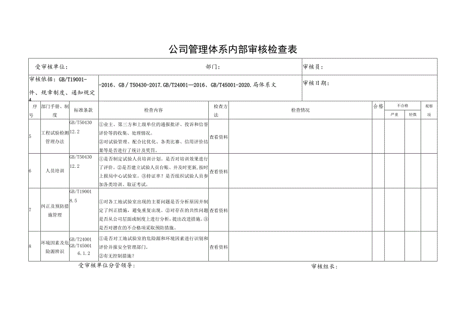 公司管理体系内部审核检查表.docx_第3页