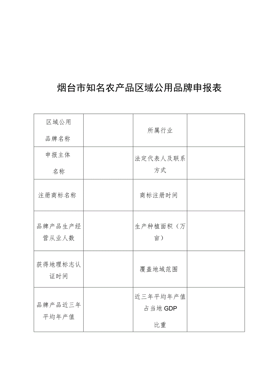 烟台市知名农产品区域公用品牌申报表.docx_第1页