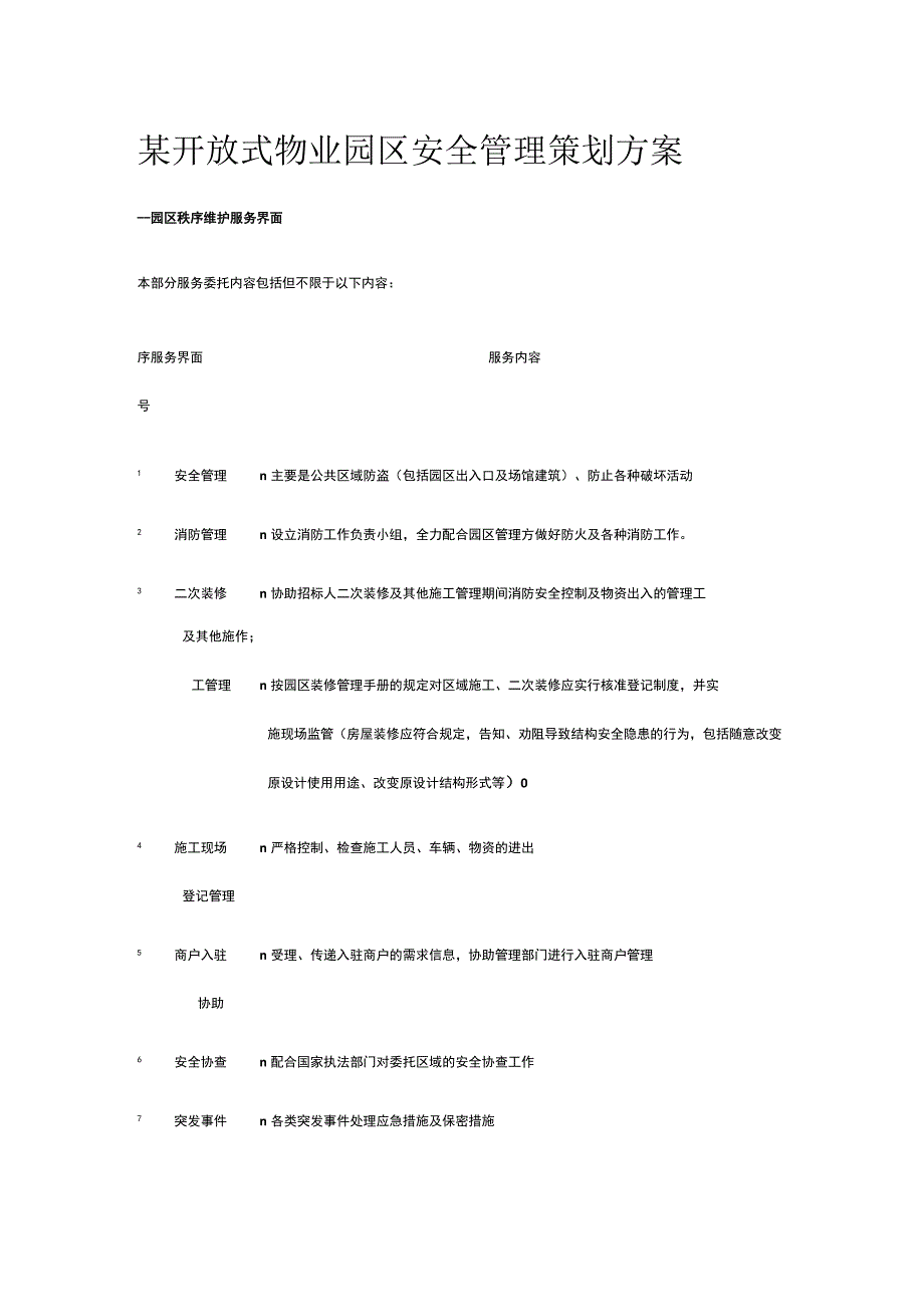 某开放式物业园区安全管理策划方案.docx_第1页