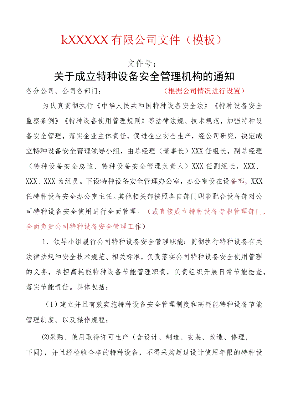 使用单位特设机构设置、人员任命、日管控制度、风险防控清单.docx_第1页