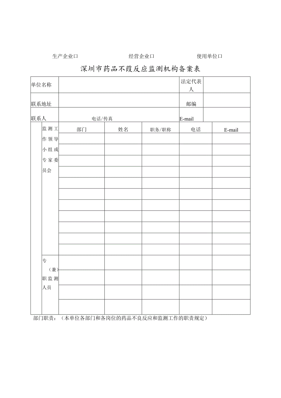 生产企业经营企业使用单位深圳市药品不良反应监测机构备案表.docx_第1页