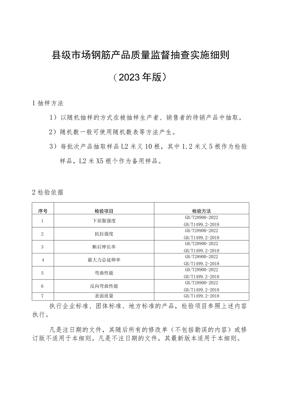 【精品范文】2023版县级市场钢筋产品质量监督抽查实施细则.docx_第1页