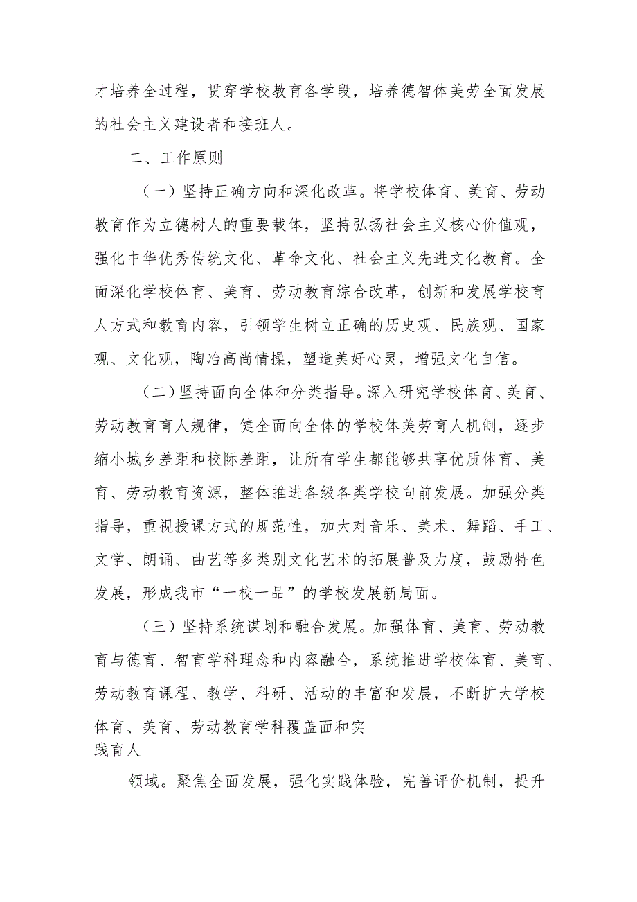 XX市教育局关于全面加强学校体育、美育、劳动教育工作三年行动计划(2022—2024).docx_第2页