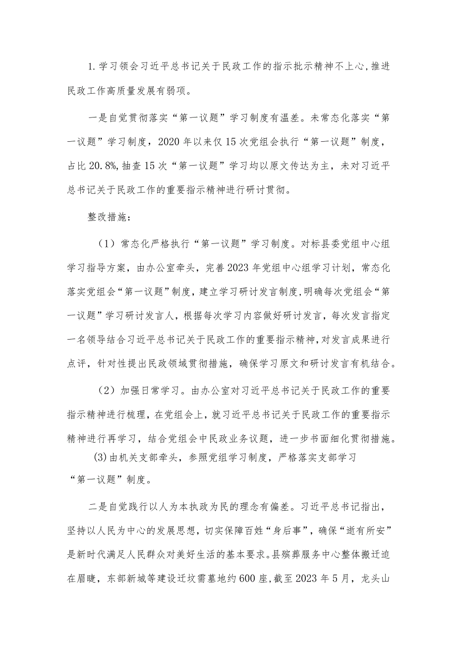 县民政局党组落实县委第一巡察组巡察反馈意见整改工作实施方案供借鉴.docx_第2页