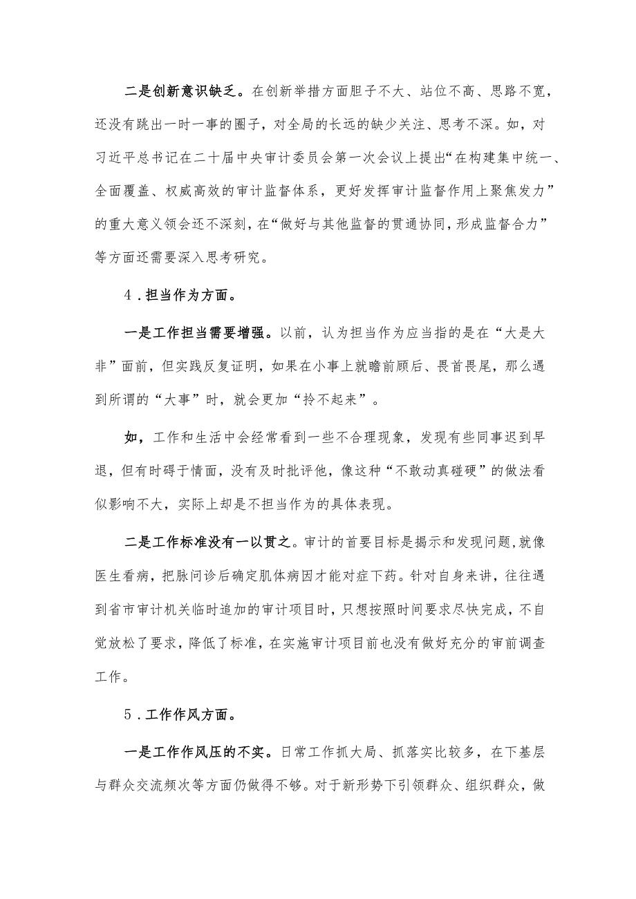 审计局党组书记主题教育民主生活会材料供借鉴.docx_第3页