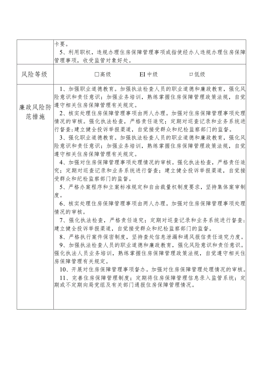 X县住房和城乡建设部门住房保障管理股股长个人岗位廉政风险点排查登记表.docx_第2页