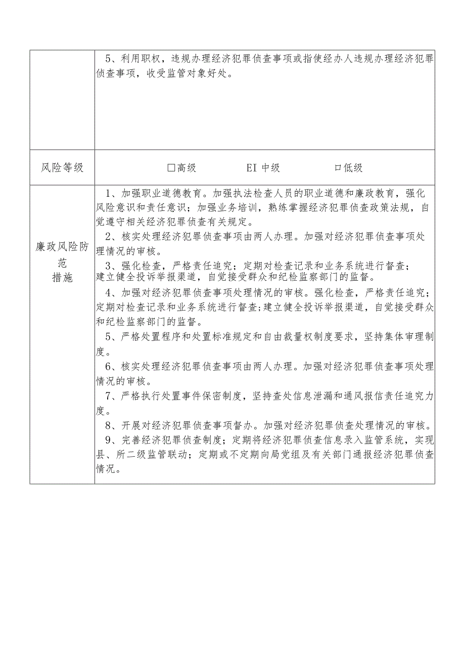 X县公安部门经济犯罪侦查大队队长个人岗位廉政风险点排查登记表.docx_第2页