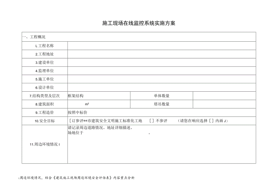 施工现场在线监控系统实施方案模板（备案）.docx_第1页