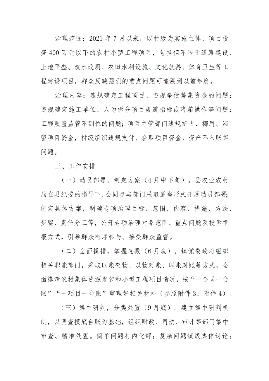 2023年全县农村集体资源发包和小型工程项目管理违规问题专项治理实施方案.docx_第2页