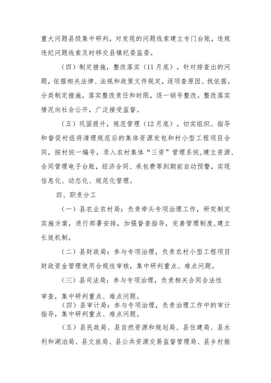 2023年全县农村集体资源发包和小型工程项目管理违规问题专项治理实施方案.docx_第3页