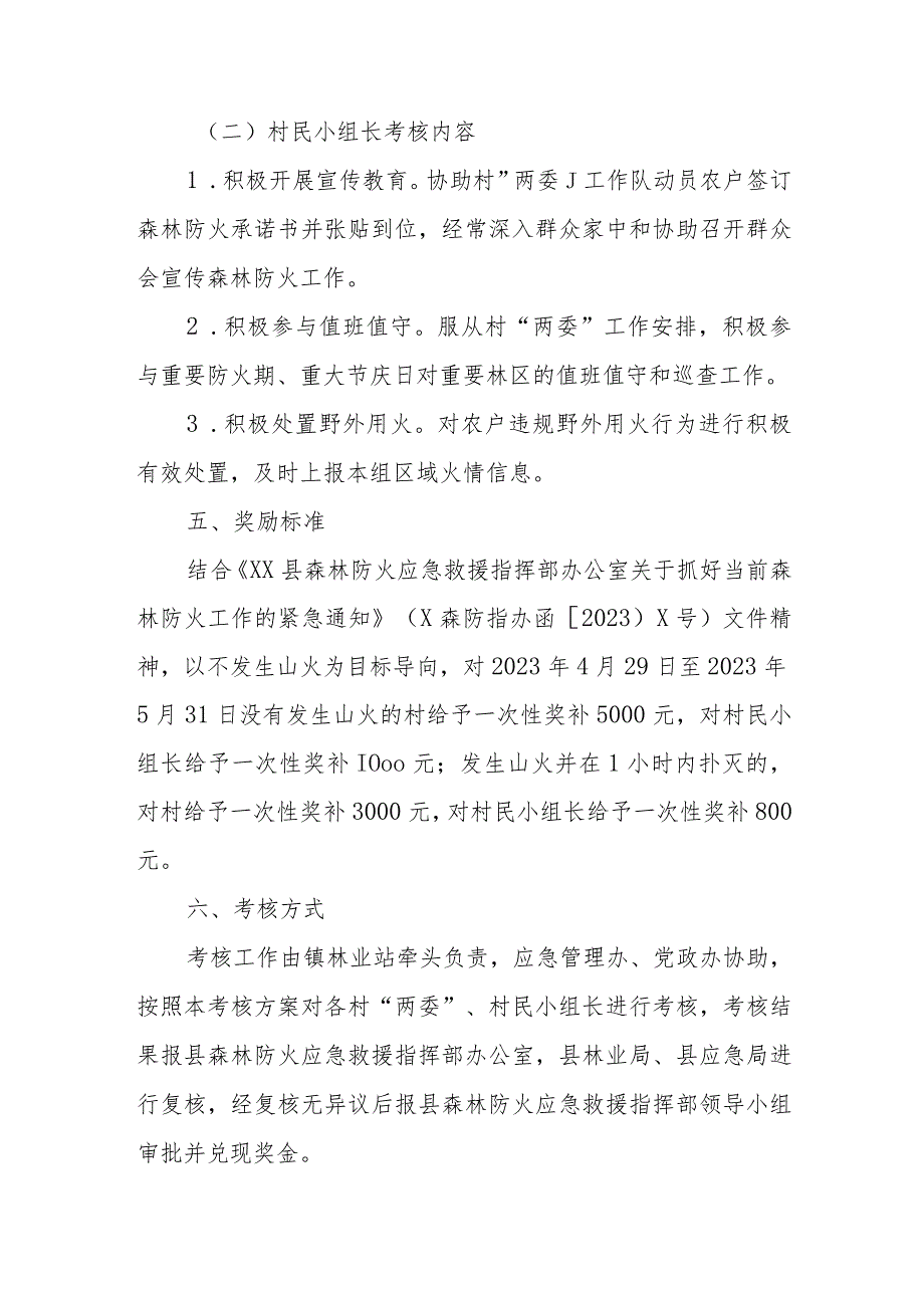 XX镇2023年度村“两委”和村民小组长护林防火考核奖补实施方案 .docx_第3页