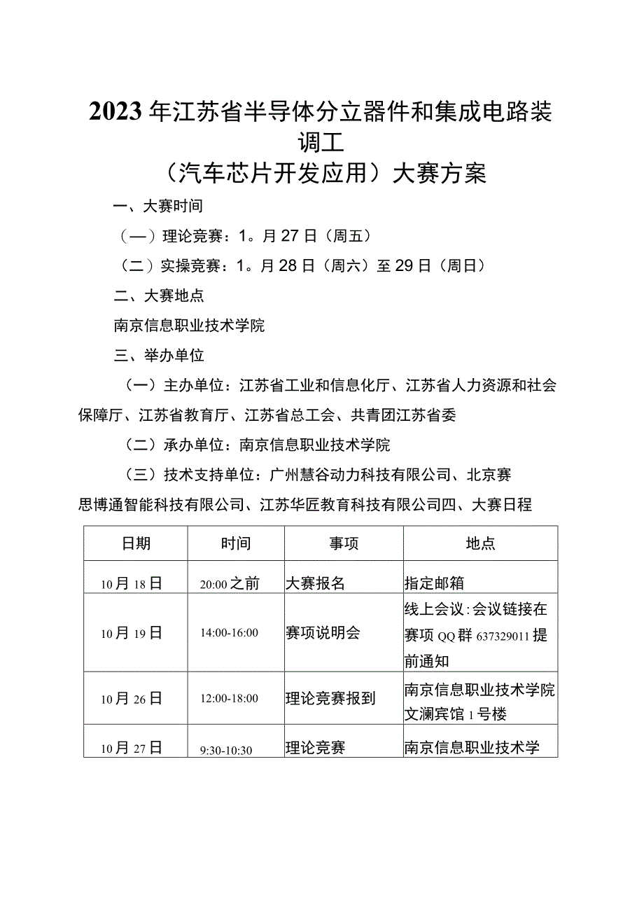 2023年江苏省半导体分立器件和集成电路装调工（汽车芯片开发应用）大赛方案、任务书、理论知识竞赛样题、技术文件.docx_第1页