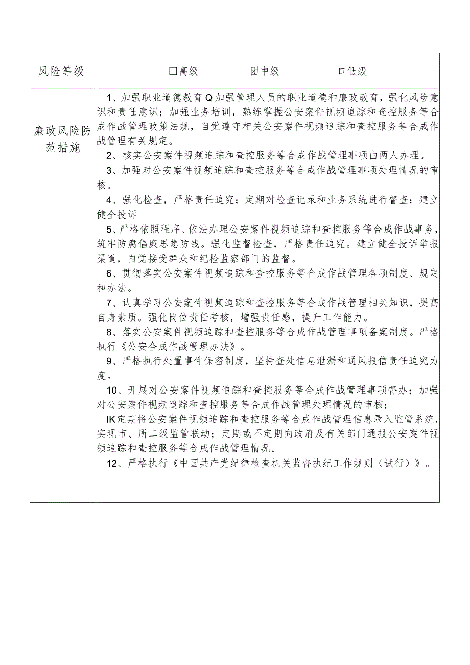 X县公安部门合成作战中心主任个人岗位廉政风险点排查登记表.docx_第2页