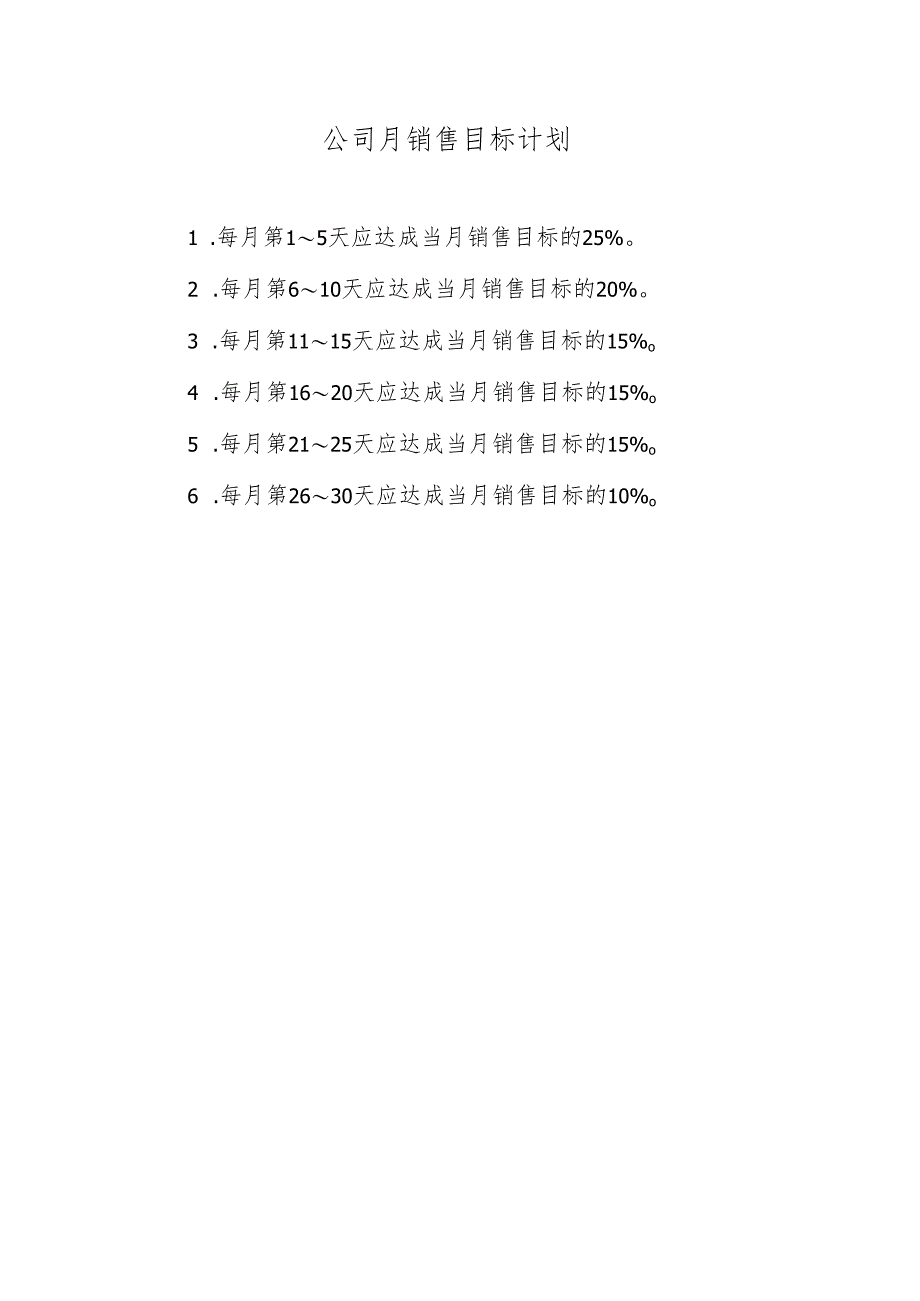 公司月销售目标计划.docx_第1页