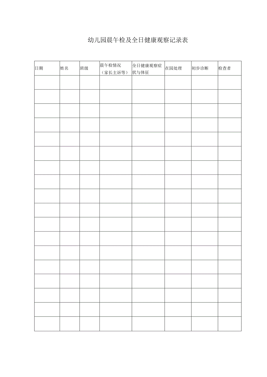 幼儿园晨午检及全日健康观察记录表.docx_第1页