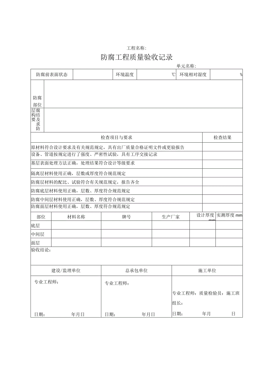 防腐工程质量验收记录.docx_第1页