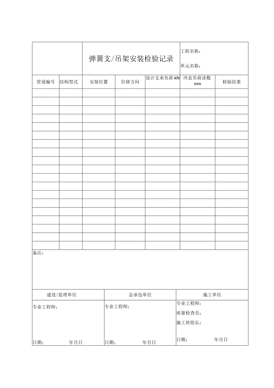 弹簧支、吊架安装检验记录.docx_第1页