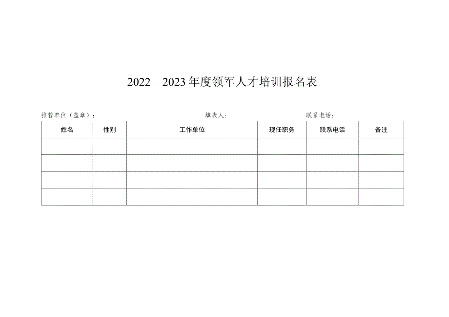 2022—2023年度中小企…人才培训报名表.docx_第1页