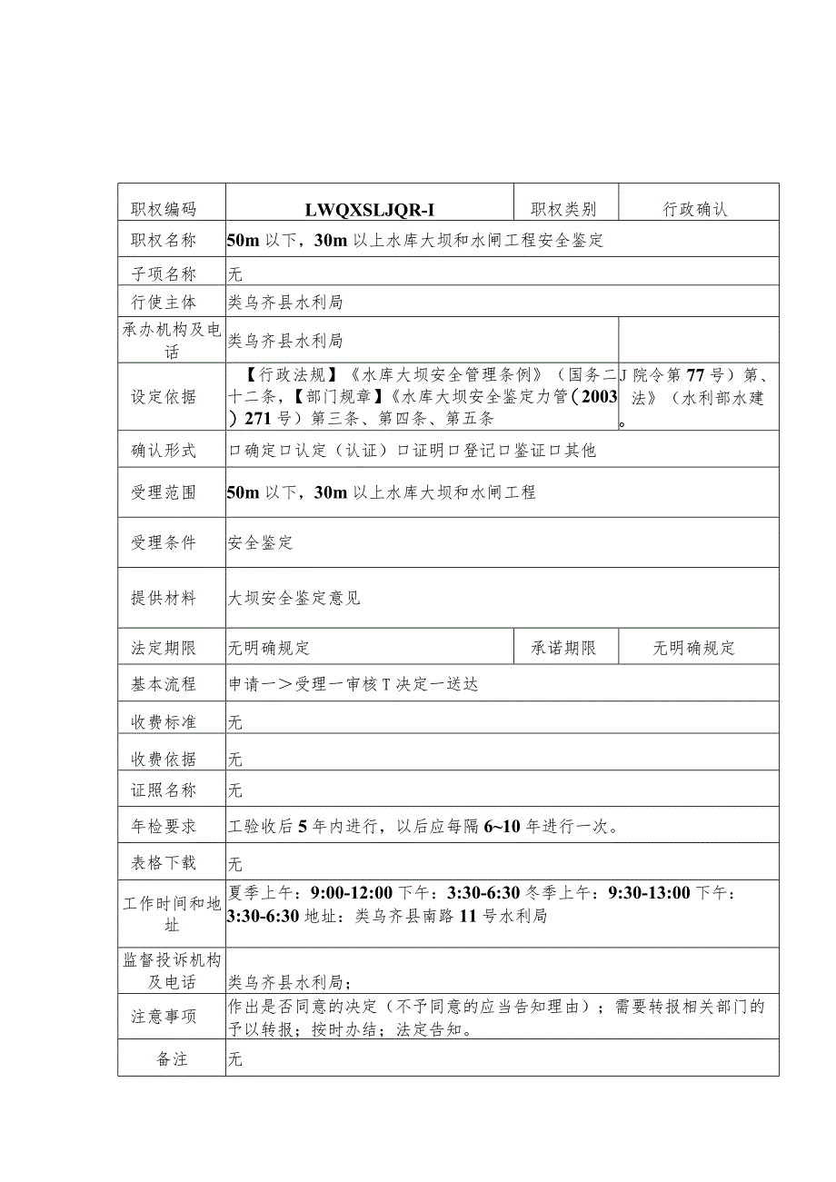 类乌齐县水利局行政确认服务指南.docx_第1页