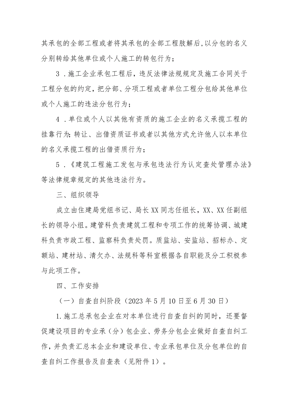 XX县住房和城乡建设局开展打击房屋建筑市政工程违法发包违法分包及转包挂靠行为工作实施方案.docx_第2页