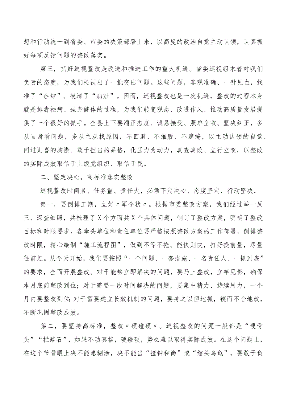 2023年度巡视整改专题民主生活会巡视整改工作会的发言提纲（十篇合集）.docx_第2页