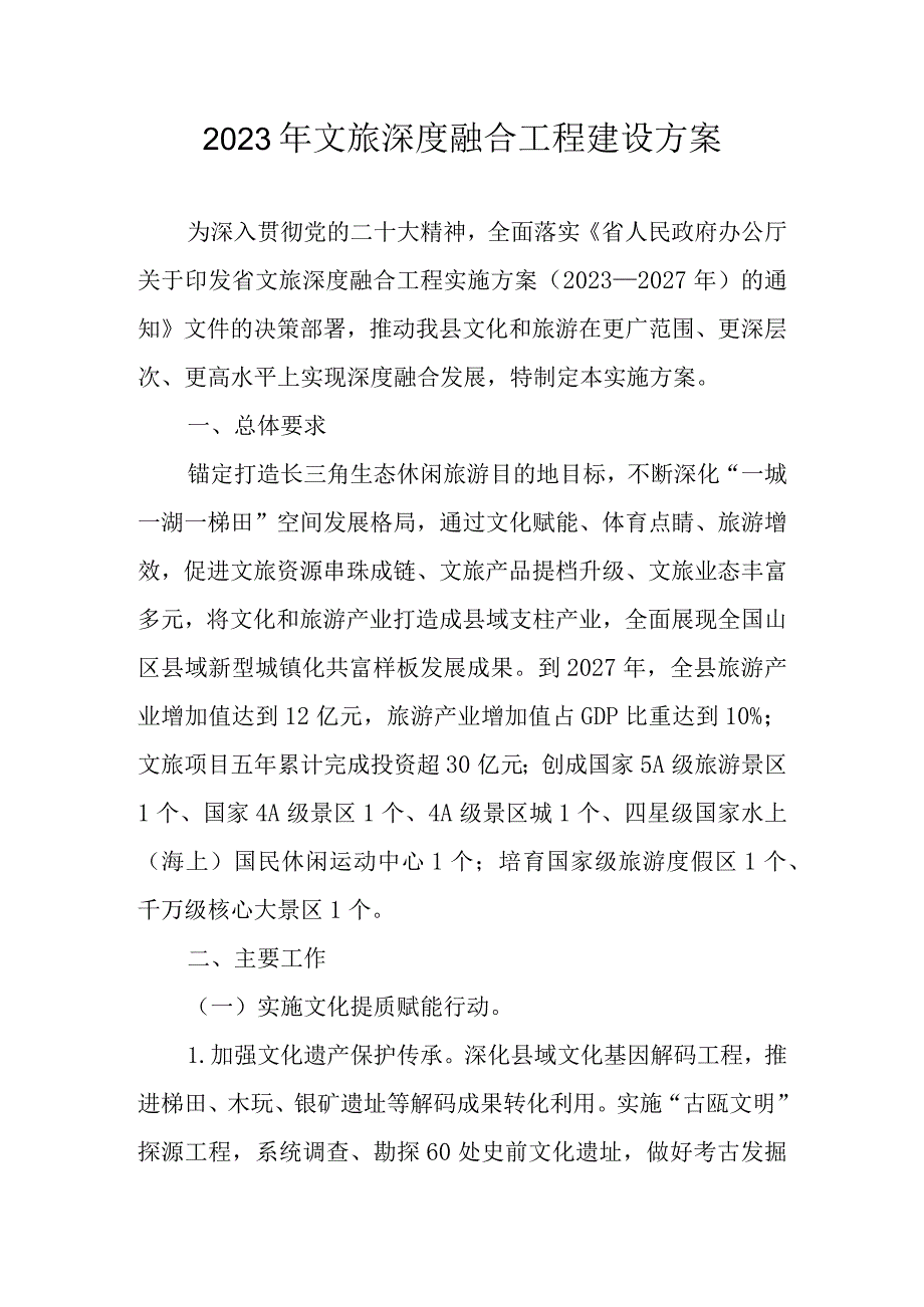 2023年文旅深度融合工程建设方案.docx_第1页