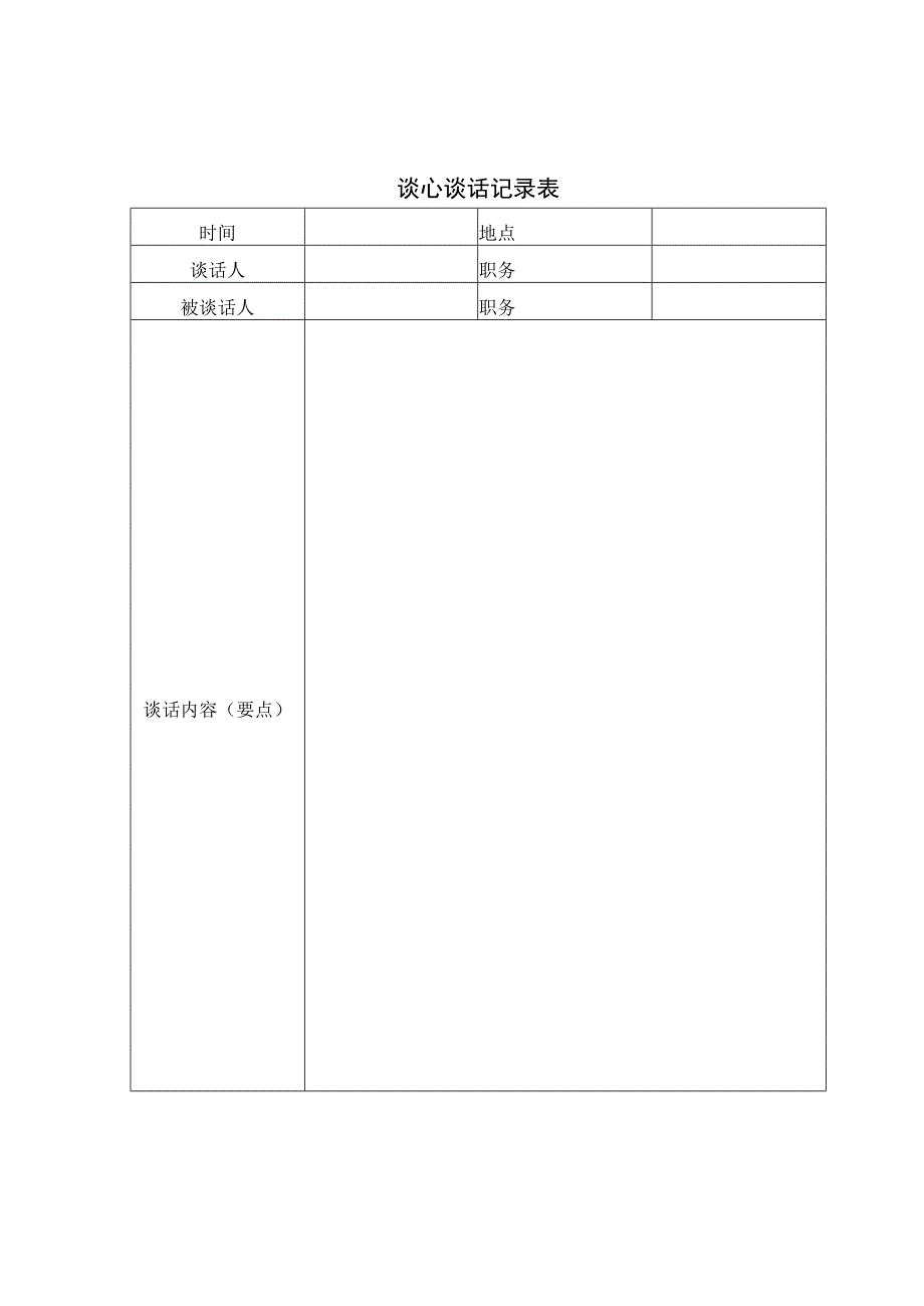 2023《大学谈心谈话记录表》（空表）.docx_第1页