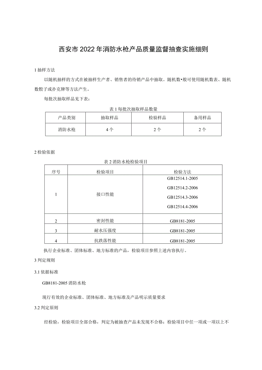 西安市2022年消防水枪产品质量监督抽查实施细则.docx_第1页