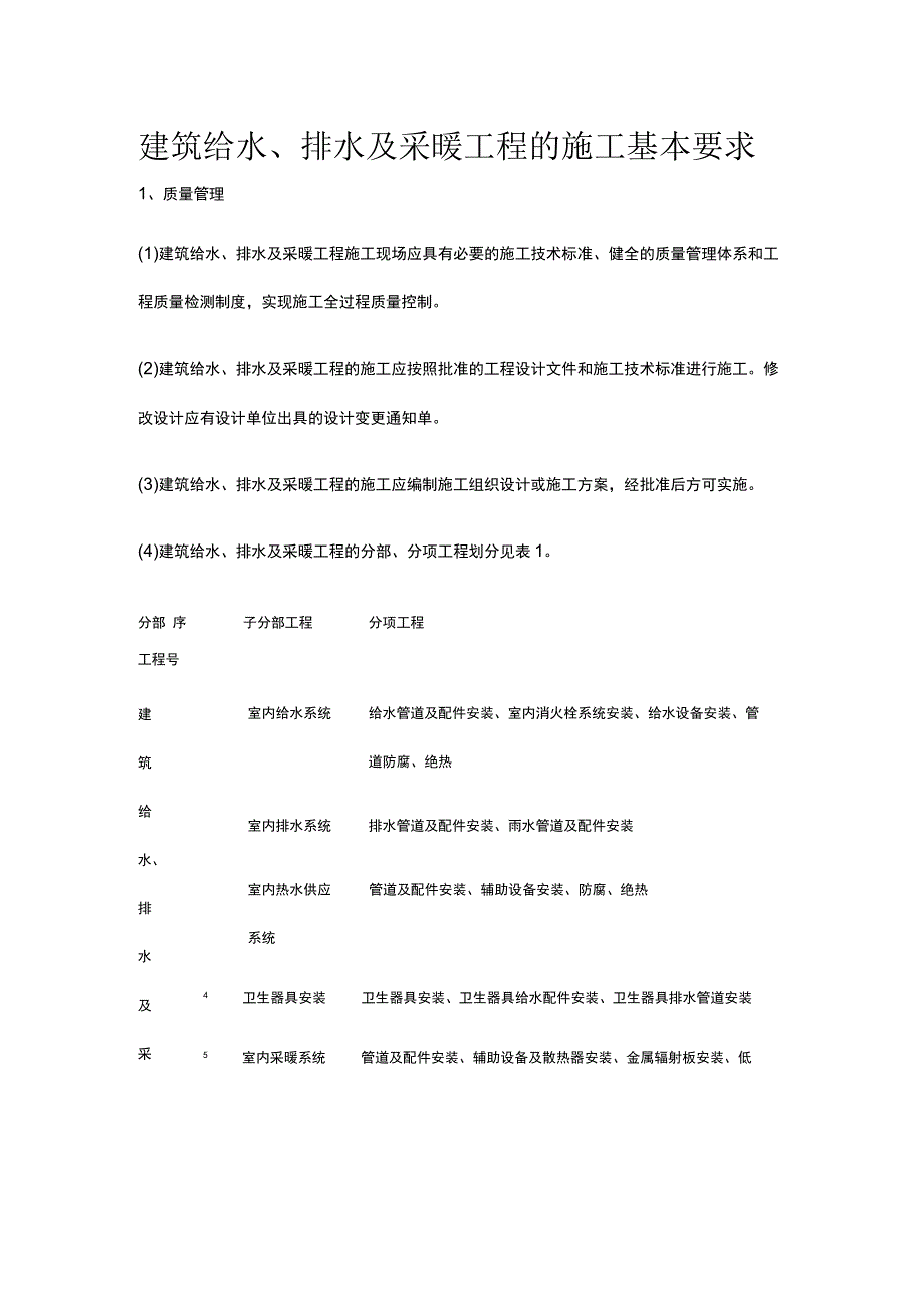 建筑给水、排水及采暖工程的施工基本要求.docx_第1页