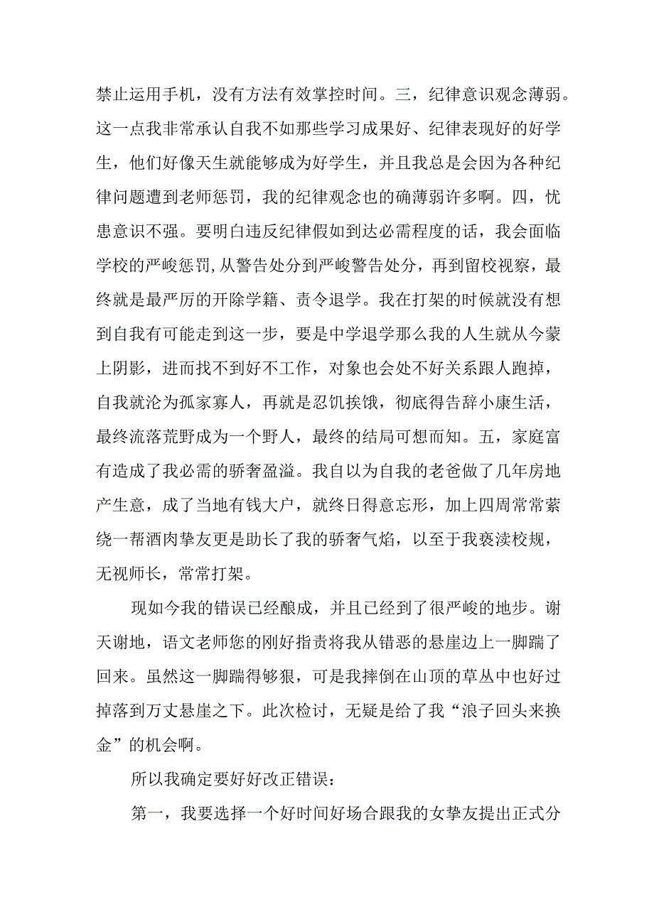 2023年（全文）打架检讨书自我反省3000字模板3篇.docx_第3页