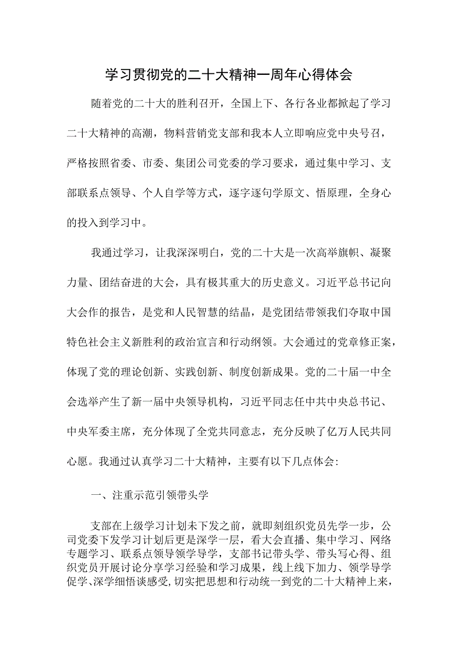 2023年医院纪检干部学习贯彻《党的二十大精神》一周年心得体会.docx_第1页