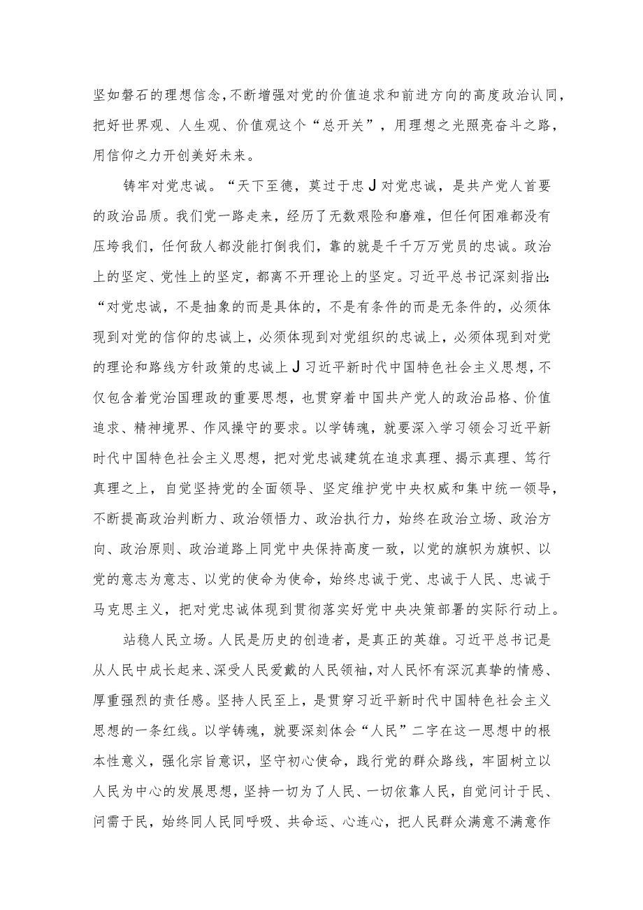 2023学习贯彻主题教育“以学铸魂”专题学习研讨心得体会发言材料【九篇】.docx_第3页