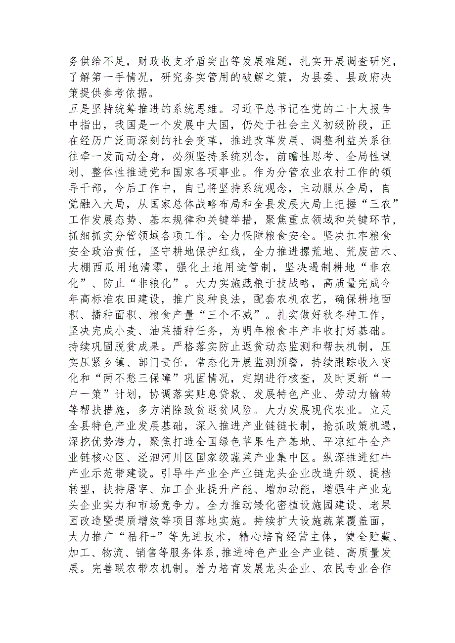 分管农业农村工作副县长在主题教育读书班上的研讨发言3000字√.docx_第3页