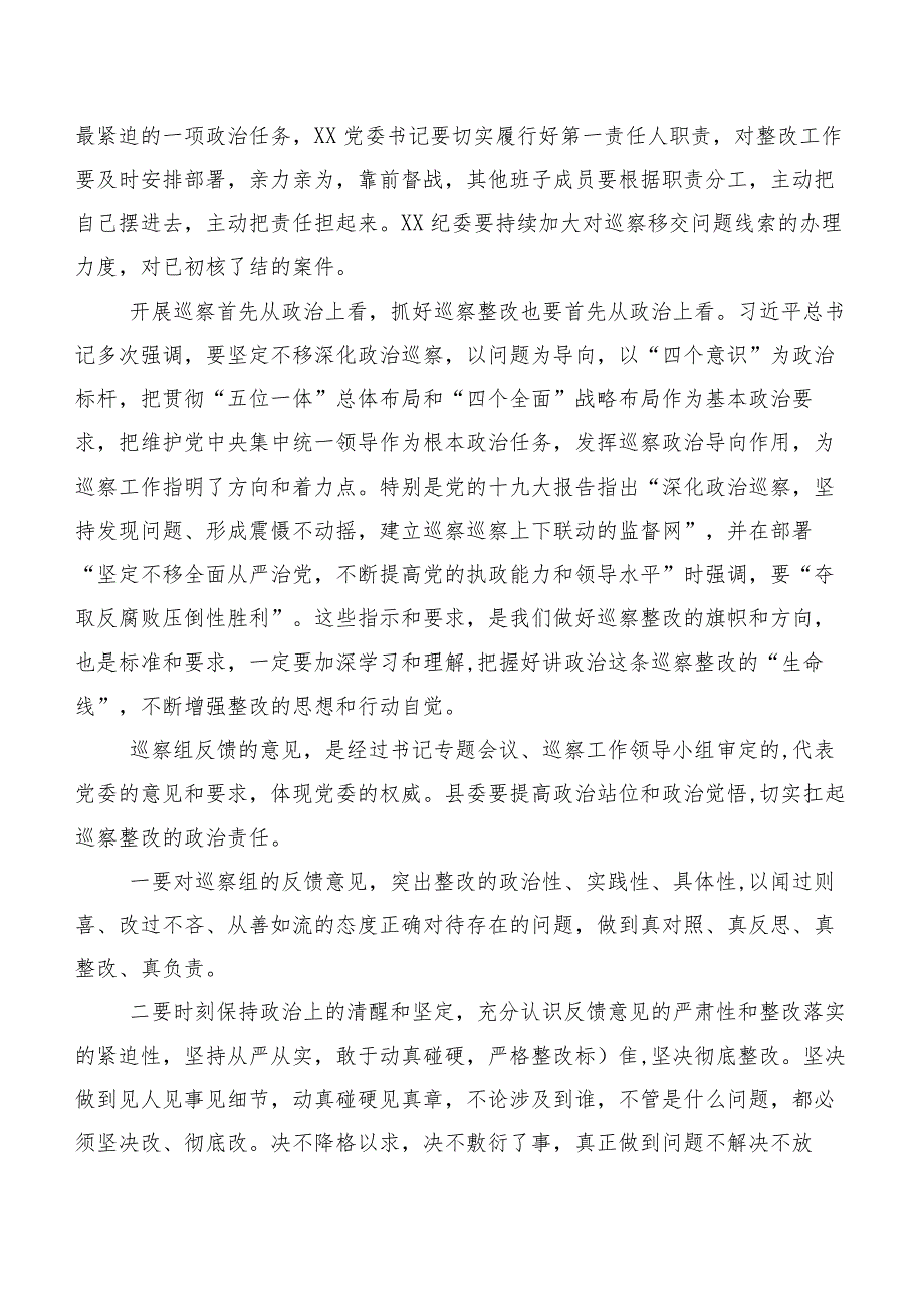 （10篇）2023年巡视整改专题生活会巡视巡查整改工作动员会上的发言稿.docx_第2页