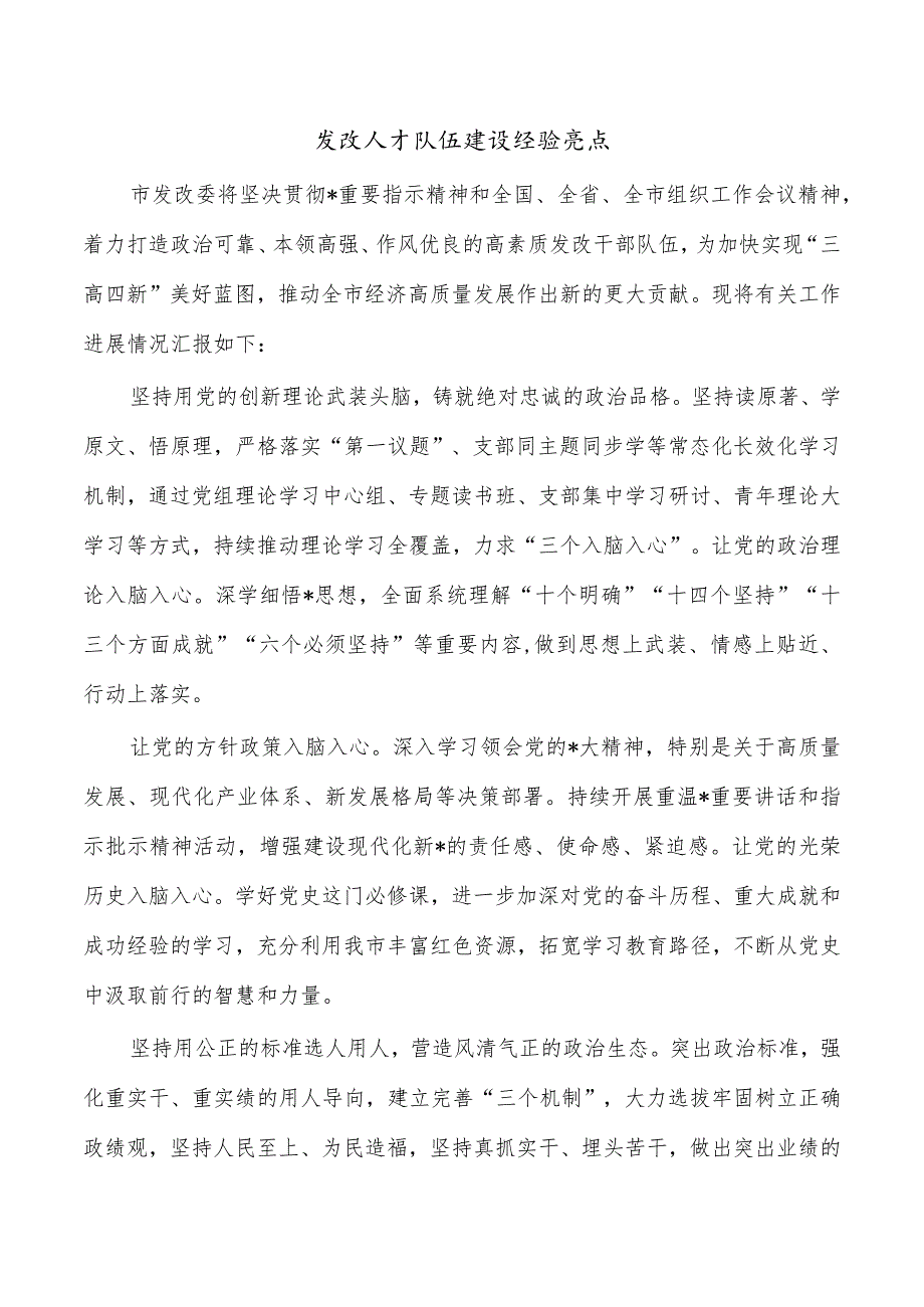 发改人才队伍建设经验亮点.docx_第1页