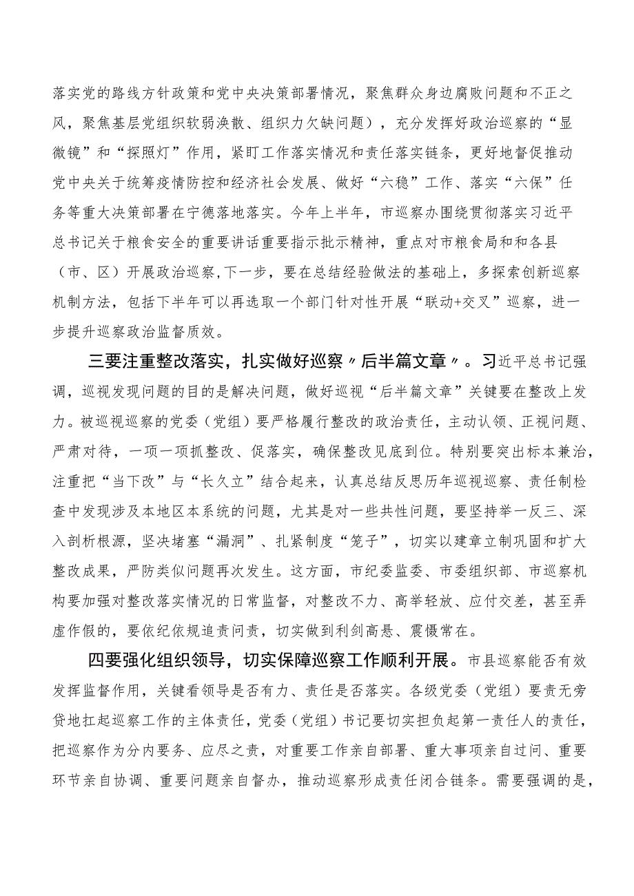 十篇关于开展巡视整改及警示教育专题民主生活会巡视巡查整改集体学习会上的发言提纲.docx_第2页