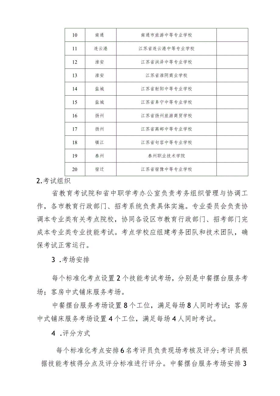 2023年江苏省中等职业学校学生学业水平考试酒店服务与管理类专业基本技能考试实施方案.docx_第3页