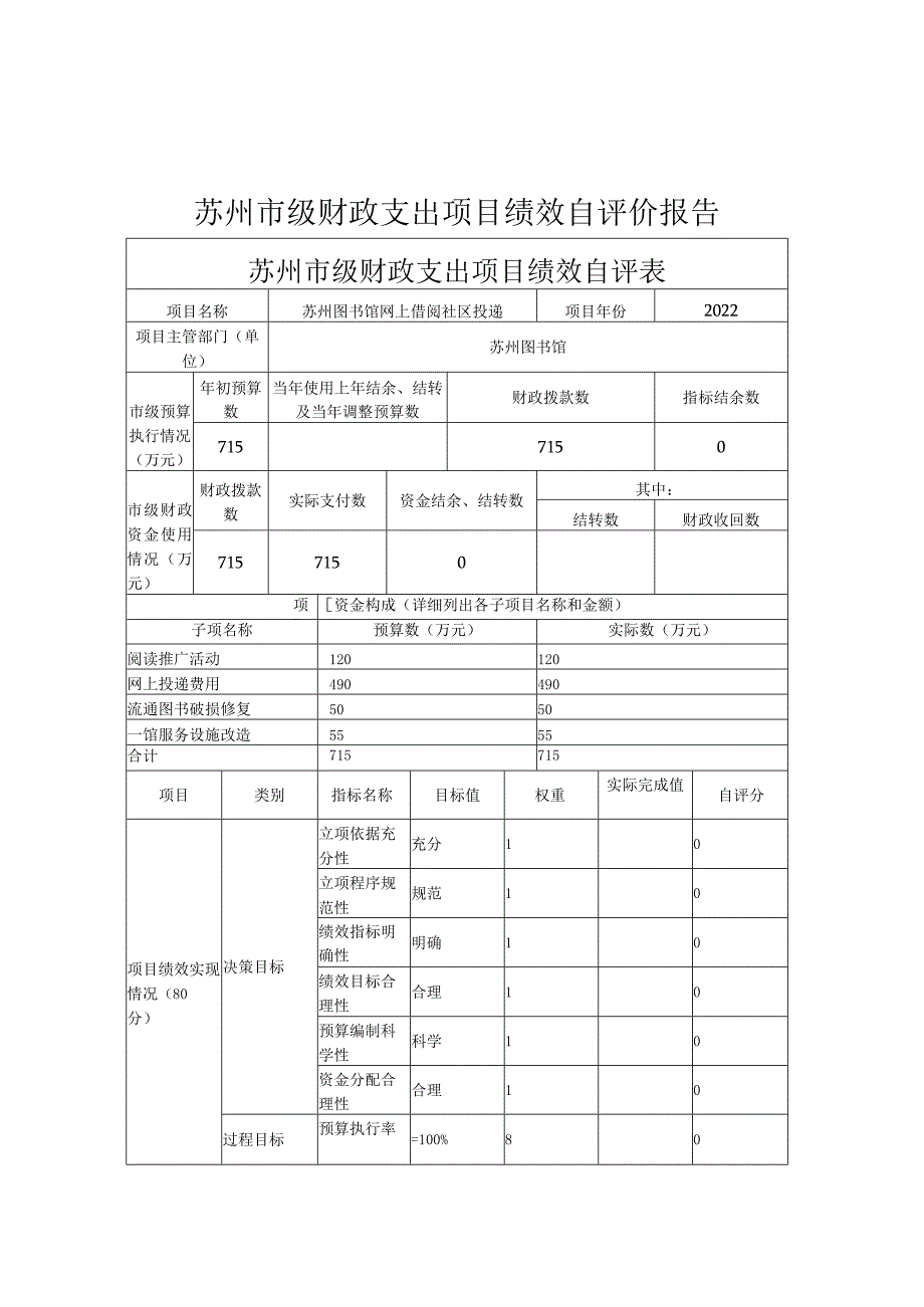 苏州市级财政支出项目绩效自评价报告.docx_第1页