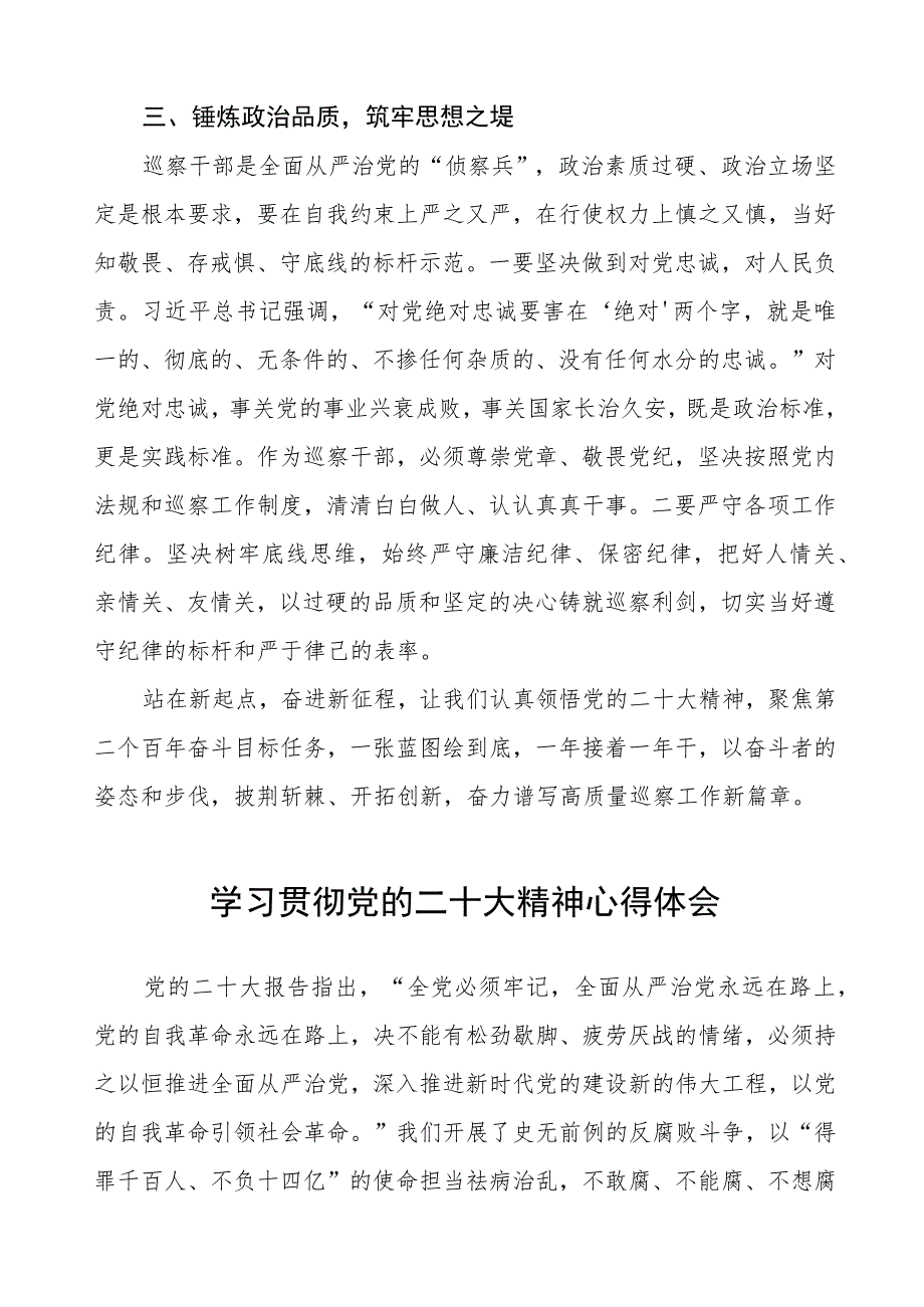 纪检监察干部2023年深入学习贯彻党的二十大精神心得体会发言十一篇.docx_第3页