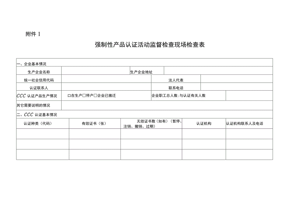 强制性产品认证活动监督检查现场检查表、问题确认表、一致性核查表.docx_第2页