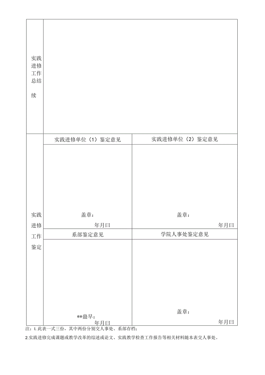 福建卫生职业技术学院教师实践进修鉴定表.docx_第2页