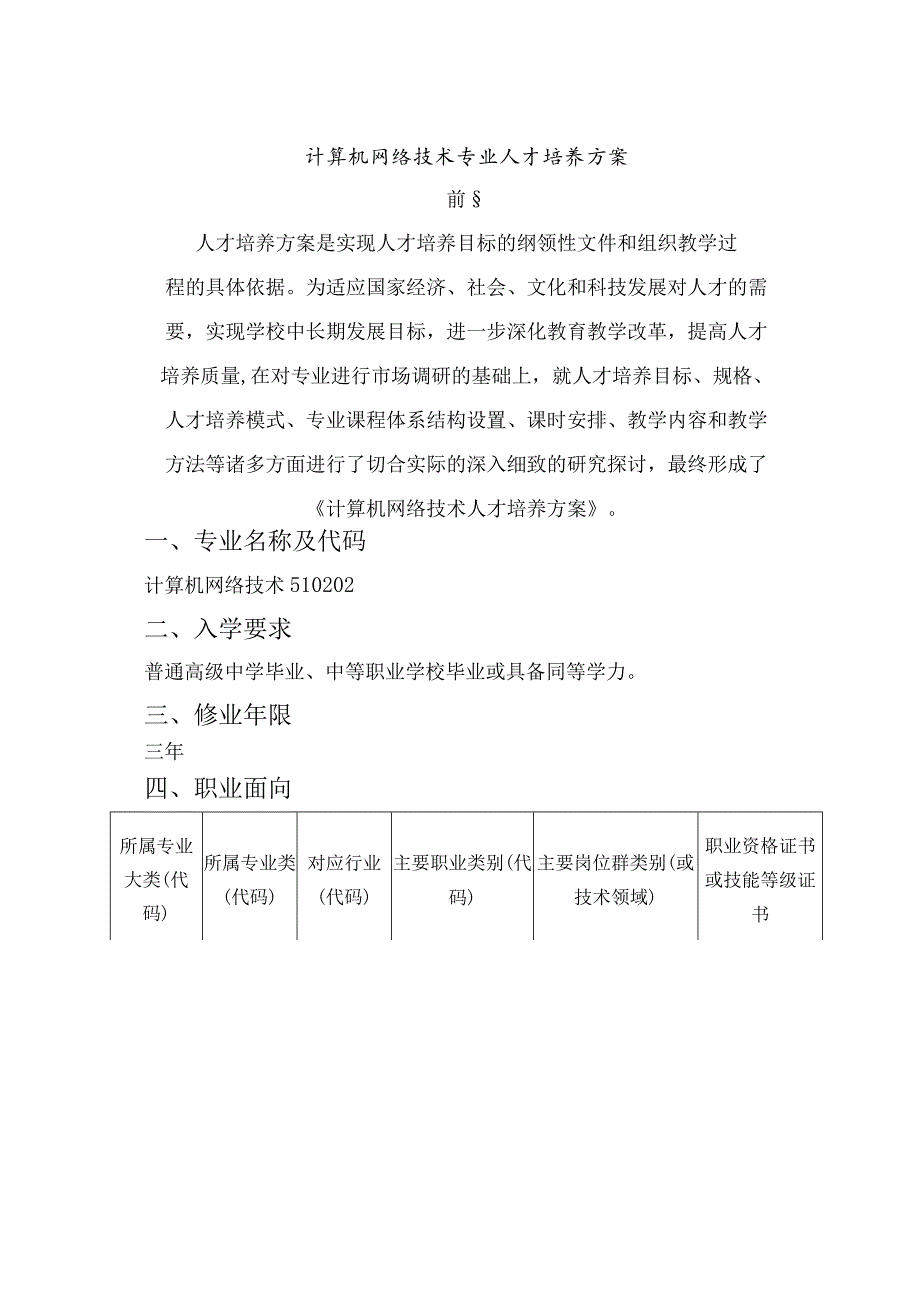 贵州建设职业技术学院计算机网络技术专业人才培养方案.docx_第3页