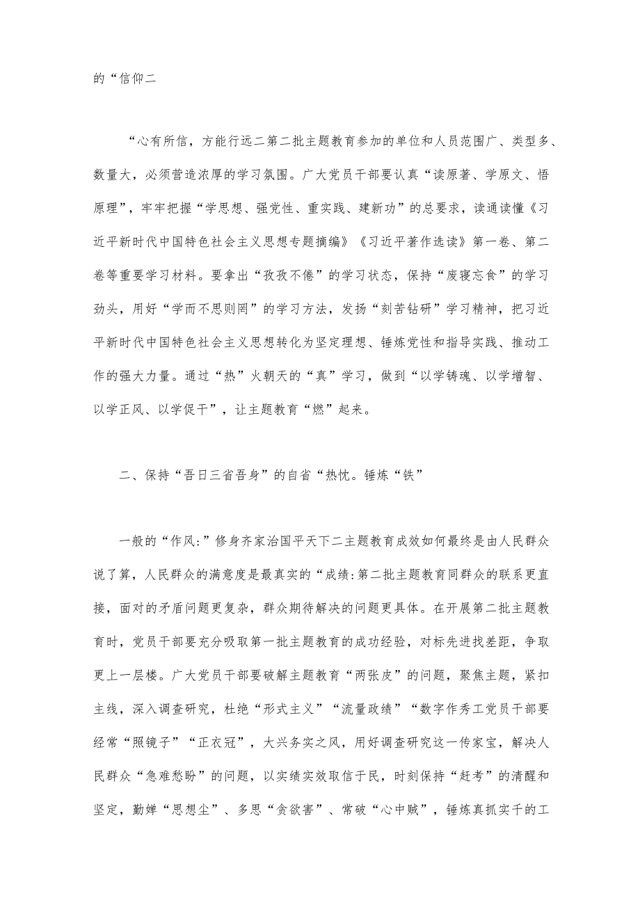 2023年第二批主题教育专题研讨发言材料、实施方案、党课学习讲稿（5篇）供参考.docx_第2页