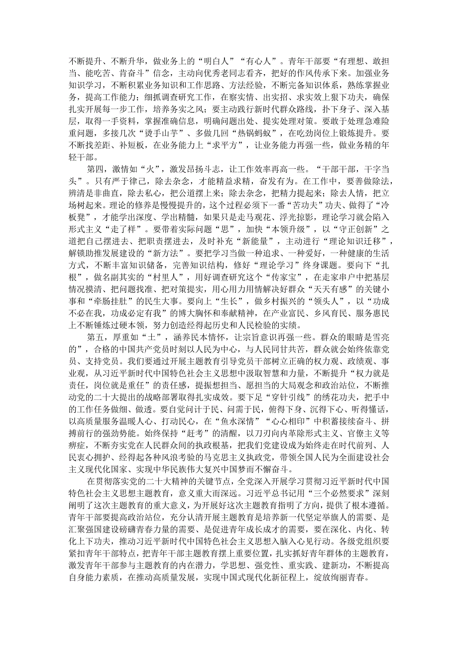 在第二批主题教育10月份青年干部座谈会上的讲话提纲.docx_第2页