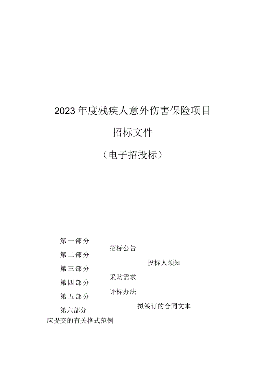 2023年度残疾人意外伤害保险项目招标文件.docx_第1页