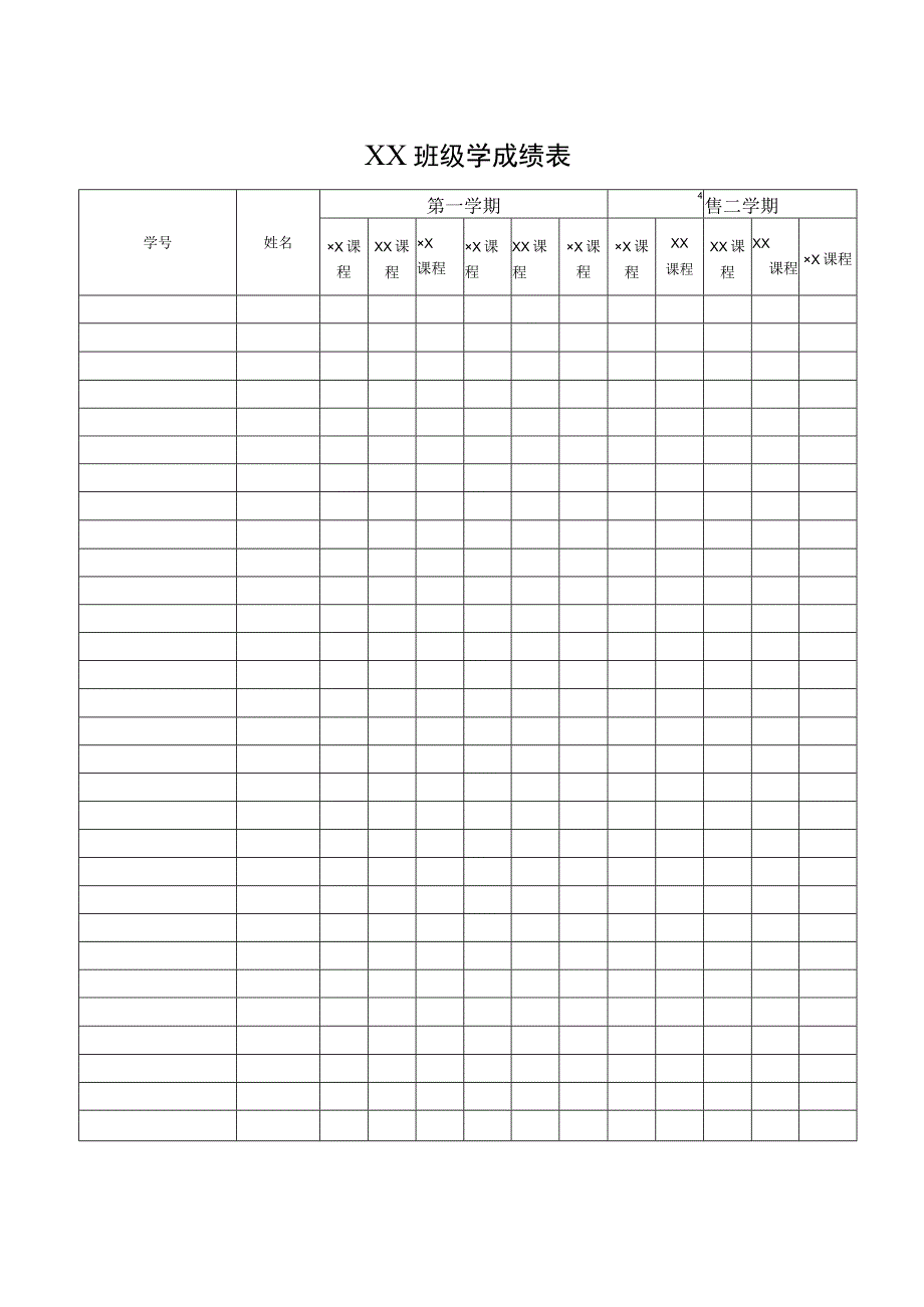 XX班级学成绩表.docx_第1页