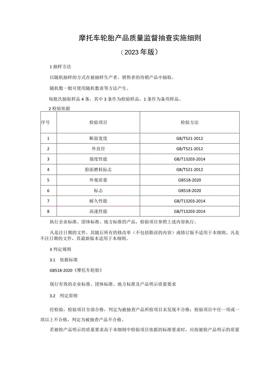 摩托车轮胎产品质量监督抽查实施细则（2023年版）.docx_第1页