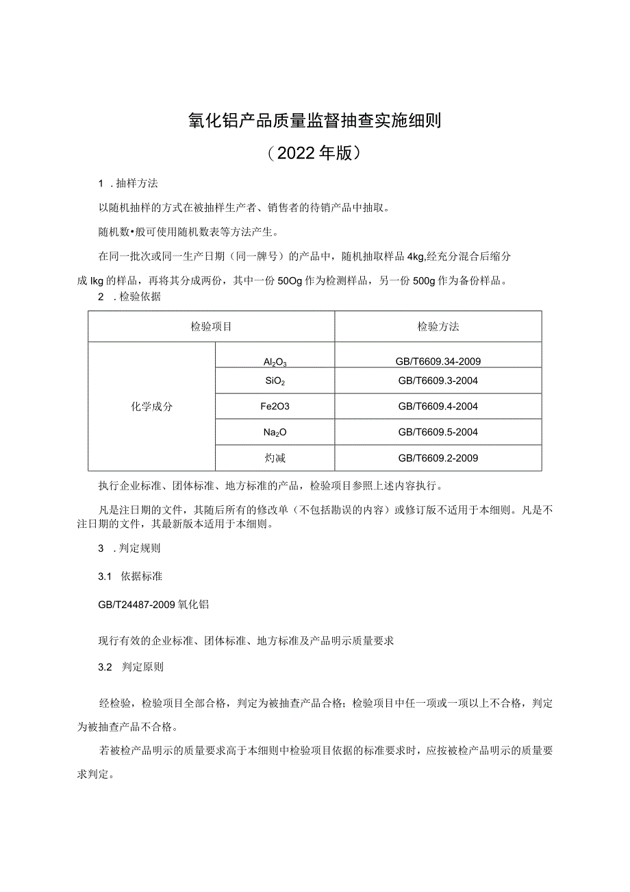 氧化铝产品质量监督抽查实施细则（2022年版）.docx_第1页