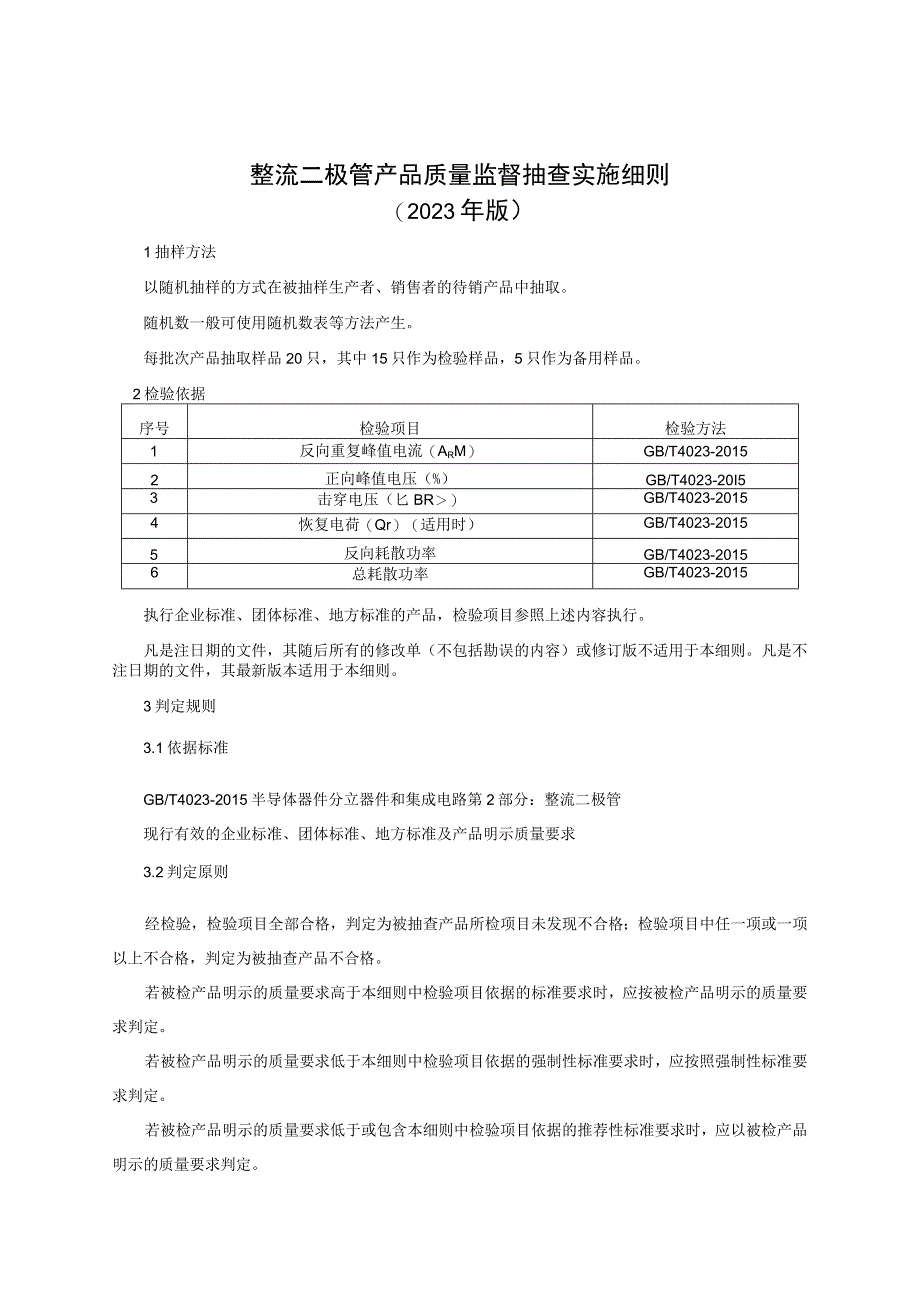 整流二极管产品质量监督抽查实施细则（2023年版）.docx_第1页